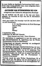 1979 Overlijden Jacques van Steenderen de Kok [1915 - 1979]   